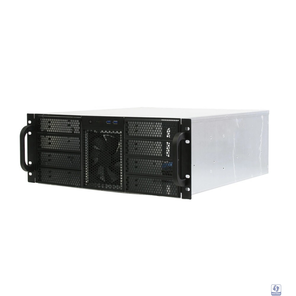 Procase RE411-D8H4-FC-55 Корпус 4U server case,8x5.25+5HDD,черный,без блока питания,глубина 550мм,MB CEB 12"x10,5", панель вентиляторов 3*120x25 PWM
