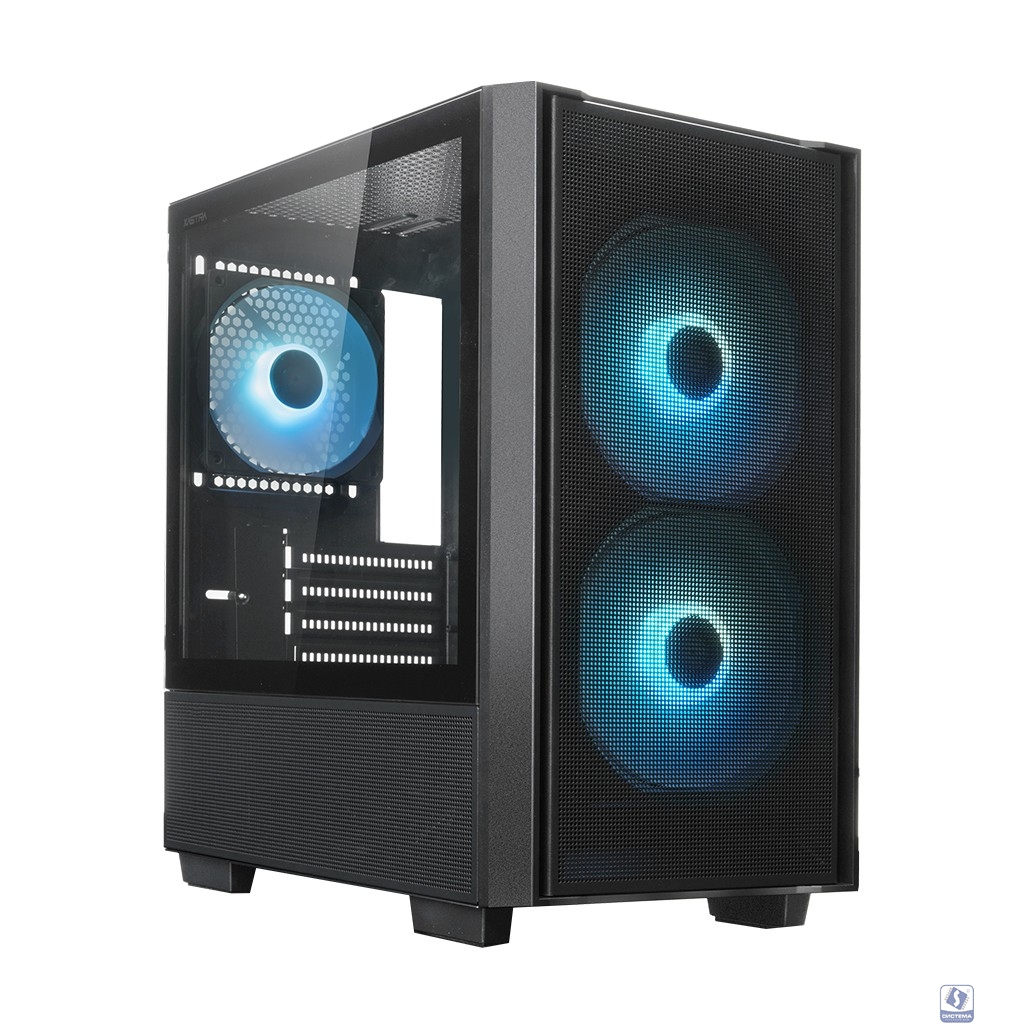 XASTRA Корпус  A400M 3FRGB Black mATX/Mesh /Screwless TG+Mesh/2x140mm+1x120mm FC FRGB fans/ A400M-2FC14F-1FC12F