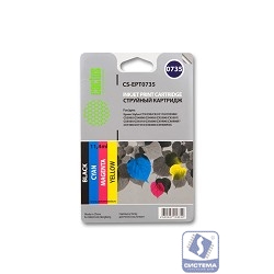 CACTUS EPT0735 Комплект картриджей для Epson Stylus С79/C110/СХ3900/CX4900, черный/голубой/пурпурный/желтый, 4 картриджа по 11мл, 