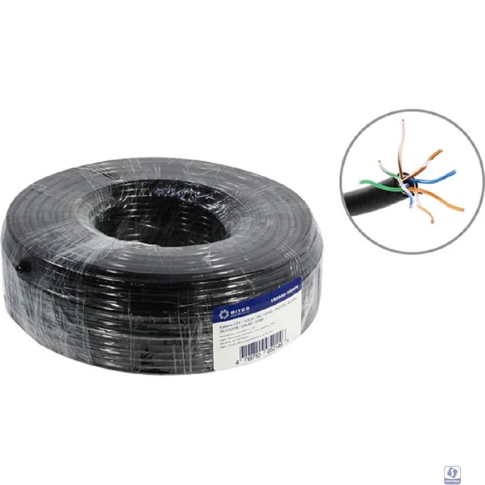 5bites Кабель US5500-100APE Витая пара UTP / SOLID / 5E / CCAG / PVC+PE / BLACK / OUTDOOR / 100M