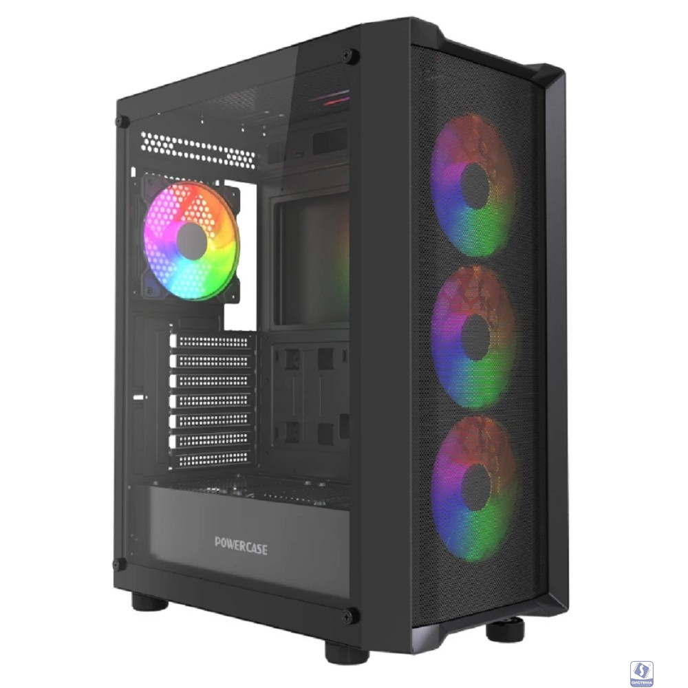Powercase Mistral EA19, Tempered Glass, 4x 120mm ARGB PWM Fan, чёрный, ATX  (CMAEA19-A4)