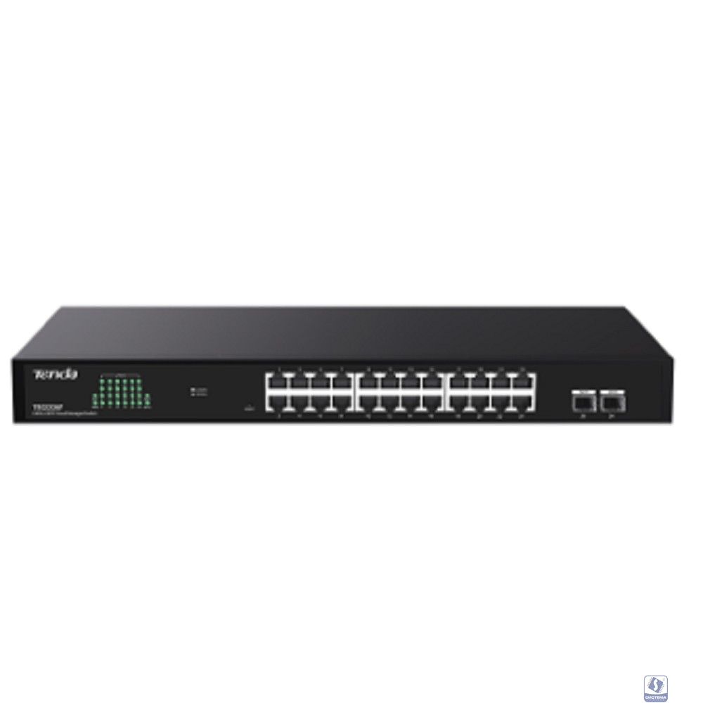TENDA TEG2226F Коммутатор облачный управляемый, 24x1 Гбит/с, SFP 2x1 Гбит/с, установка в стойку, металлический корпус