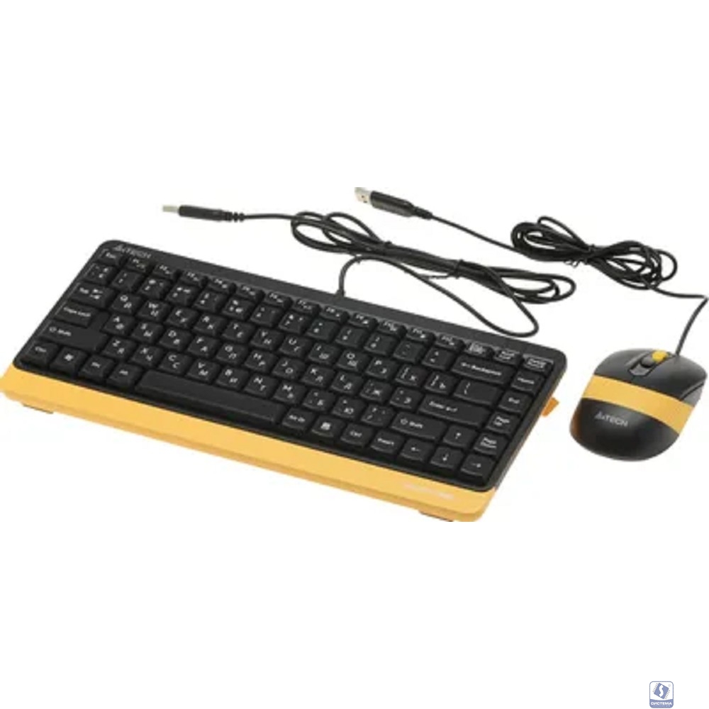 Клавиатура + мышь A4Tech Fstyler F1110 клав:черный/желтый мышь:черный/желтый USB Multimedia