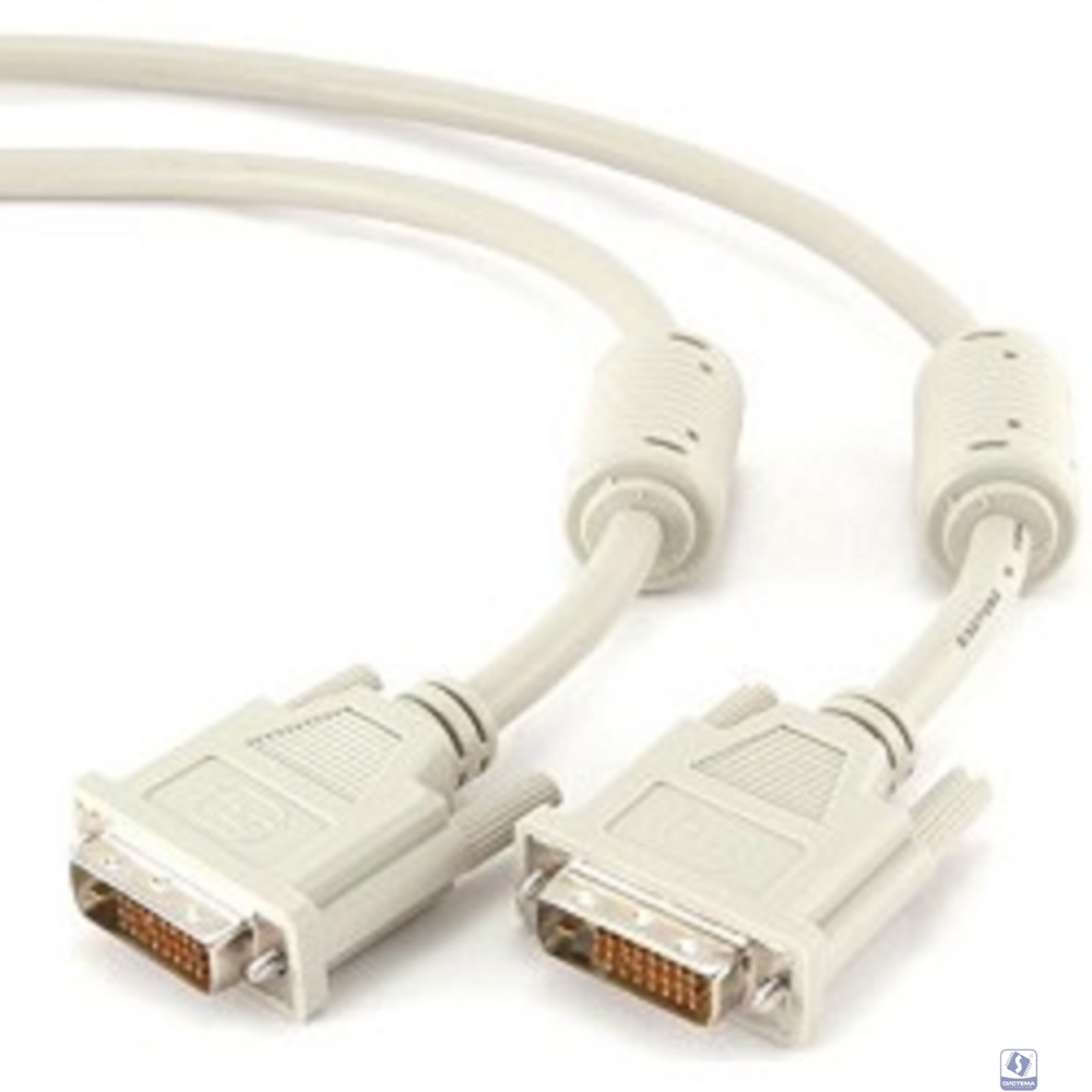 Кабель DVI-D dual link Gembird, 10м, 25M/25M, экран, феррит.кольца, пакет, белый [CC-DVI2-10M]