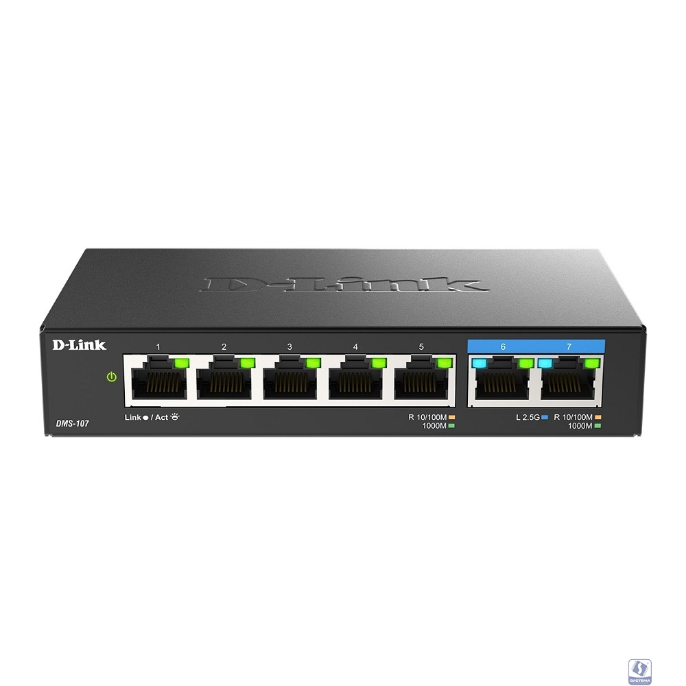 D-Link DMS-107/A1A Коммутатор с 5 портами 10/100/1000Base-T и 2 портами 100/1000/2.5GBase-T