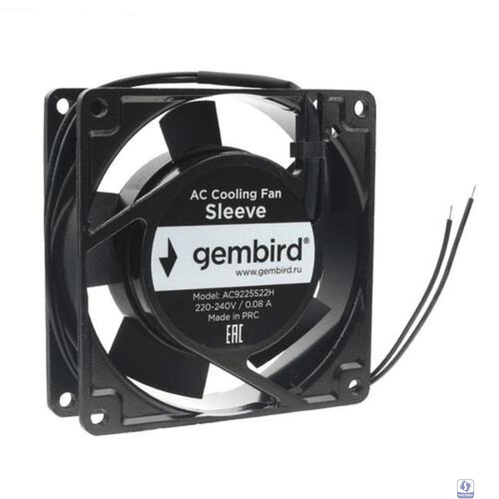 Gembird Вентилятор 92x92x25 AC 220 втулка 2 pin провод 30 см [AC9225S22H]