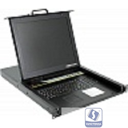 Procase E1708 Консоль однорельсовая , КВМ 8 порт, LCD 17'', single rail console KVM 8 port, LCD D-Sub, USB, разрешение 1280*1024, 8 кабелей