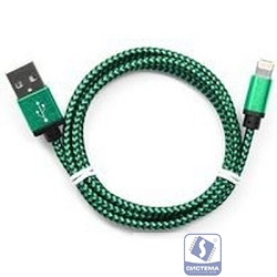 Gembird Кабель USB 2.0 Cablexpert CC-ApUSB2gn1m, AM/Lightning 8P, 1м, нейлоновая оплетка, алюминиевые разъемы, зеленый, пакет