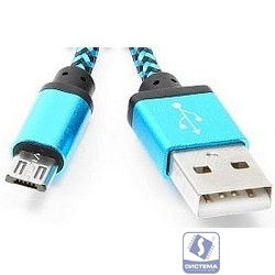 Gembird Кабель USB 2.0 Cablexpert CC-mUSB2bl1m, AM/microBM 5P, 1м, нейлоновая оплетка, алюминиевые разъемы, синий, пакет