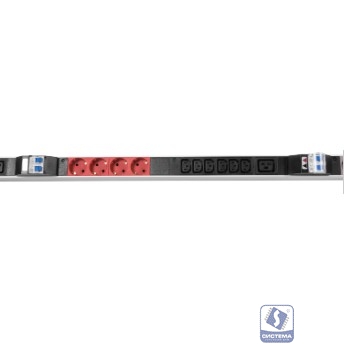 REM Верт блок розеток Rem-3x32, 3 фазы 32A, 6 авт, инд, 12 S, 18 C13, 3 C19, 1820мм, вх IEC 309, шнур 3м