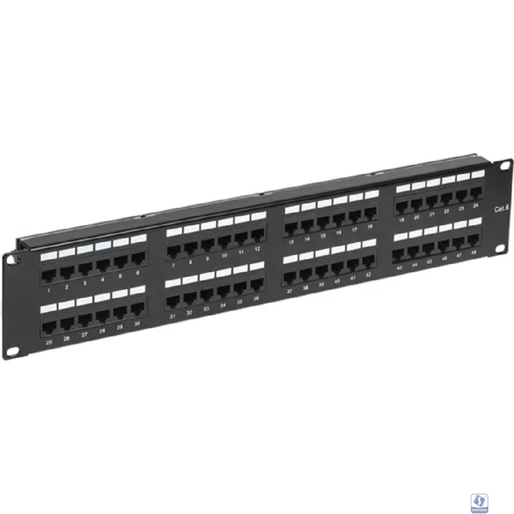 Rexant (02-0232) Панель коммутационная с кабельными органайзерами 19", 2U, 48 портов, RJ-45, CAT 6, UTP PRO