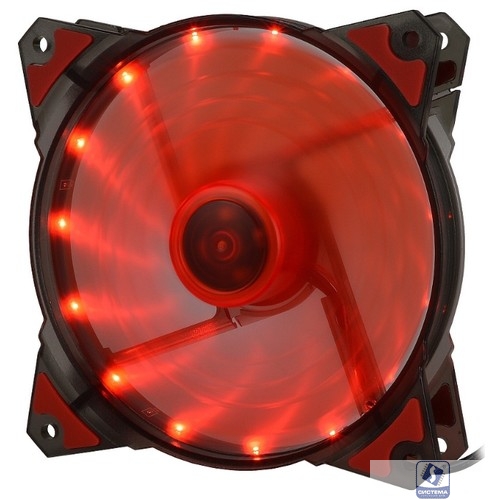 CROWN Вентилятор для компьютерного корпуса CMCF-12025S-1220 (120*120*25мм;Красный 16LED;1500 об/мин;35CFM;20Дб;Подшипник скольжения;3pin+MOLEX(папа-мама) 40+10см)
