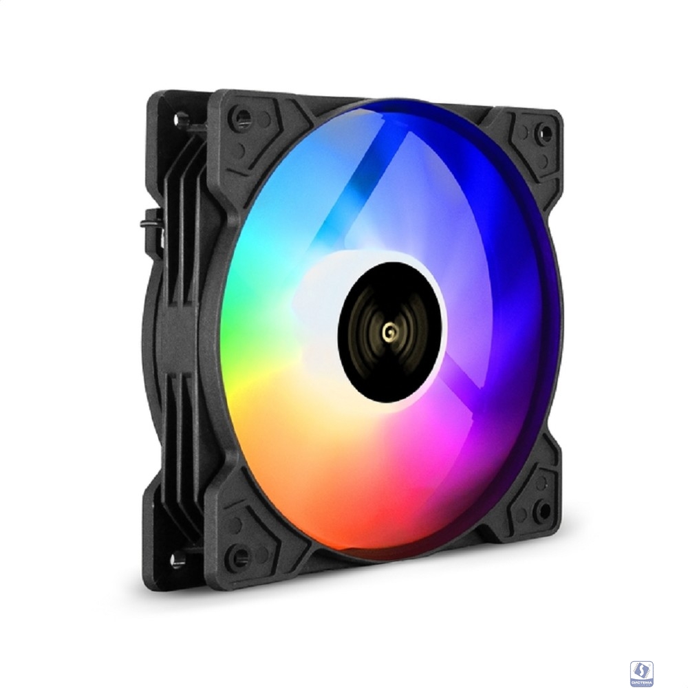 Exegate EX295965RUS Вентилятор 12В DC с подсветкой ExeGate EX12025HM3PM.FRGB.5CS (120x120x25 мм, Hydraulic bearing (гидродинамический), 3pin+Molex, FRGB подсветка, 24dBA)