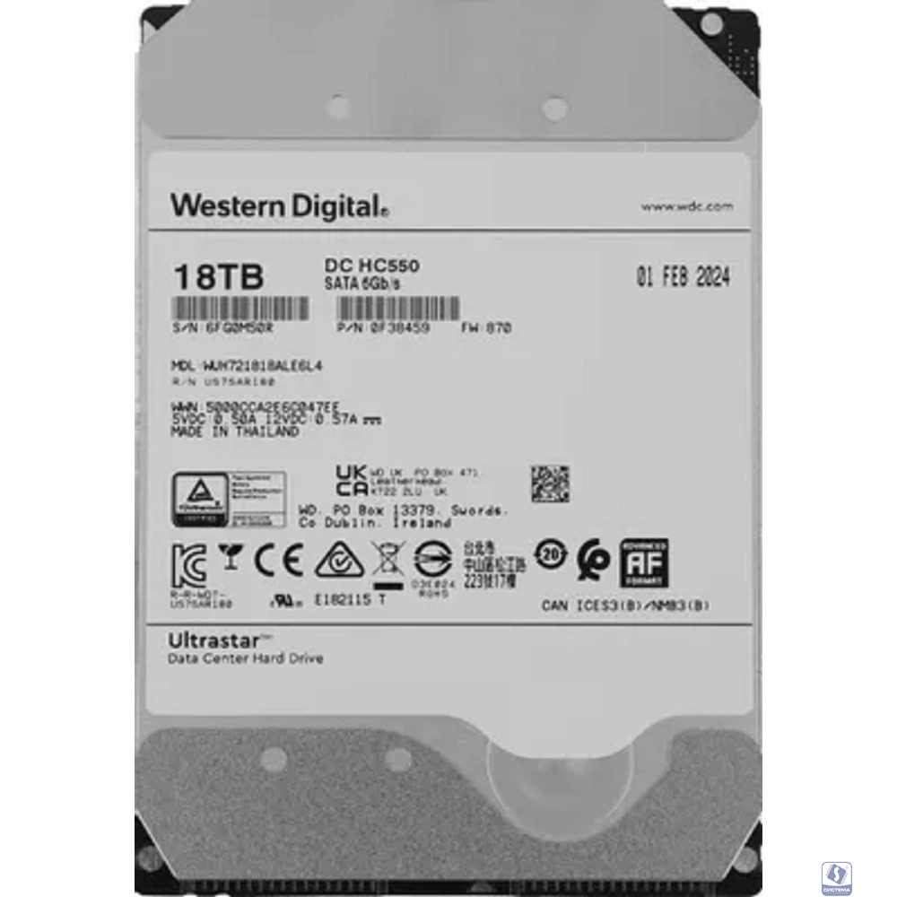 18Tb WD Ultrastar DC HC550  [0F38459/0F38467/WUH721818ALE6L4]