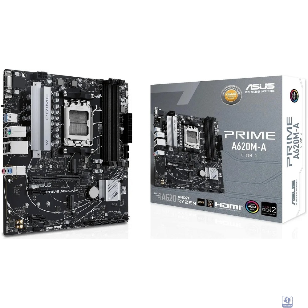 ASUS PRIME A620M-A-CSM (Socket AM5, mATX, 4xDDR5(192GB), VGA/DP/HDMI, 1xPCIe 4.0x16/2xPCIe 3.0x1, 1xLAN, 4xSATA 6Gb/s, 2xM.2, 2xUSB 3.2, 1xPS/2)