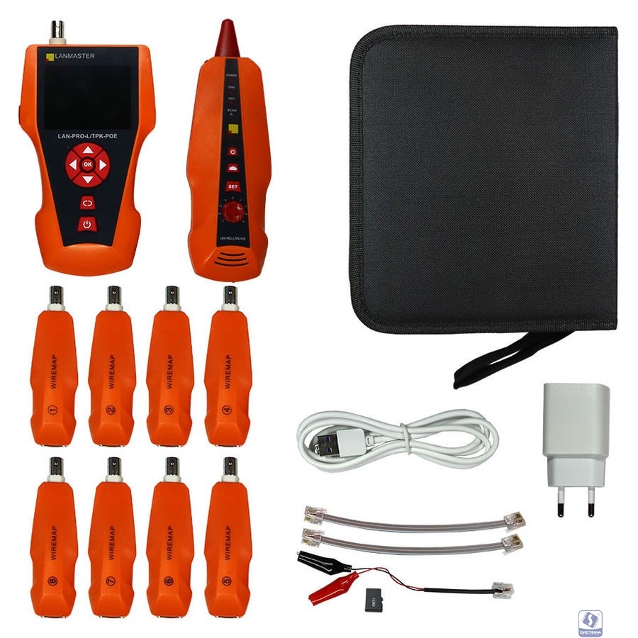 Тестер кабельный Lanmaster LAN-PRO-L/TPK-POE-8R для кабельного тестера (упак:1шт) оранжевый