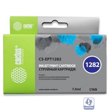 Cactus T1282 Картридж для EPSON Stylus S22/SX125/SX130/SX420W/Office BX305F голубой (7мл)