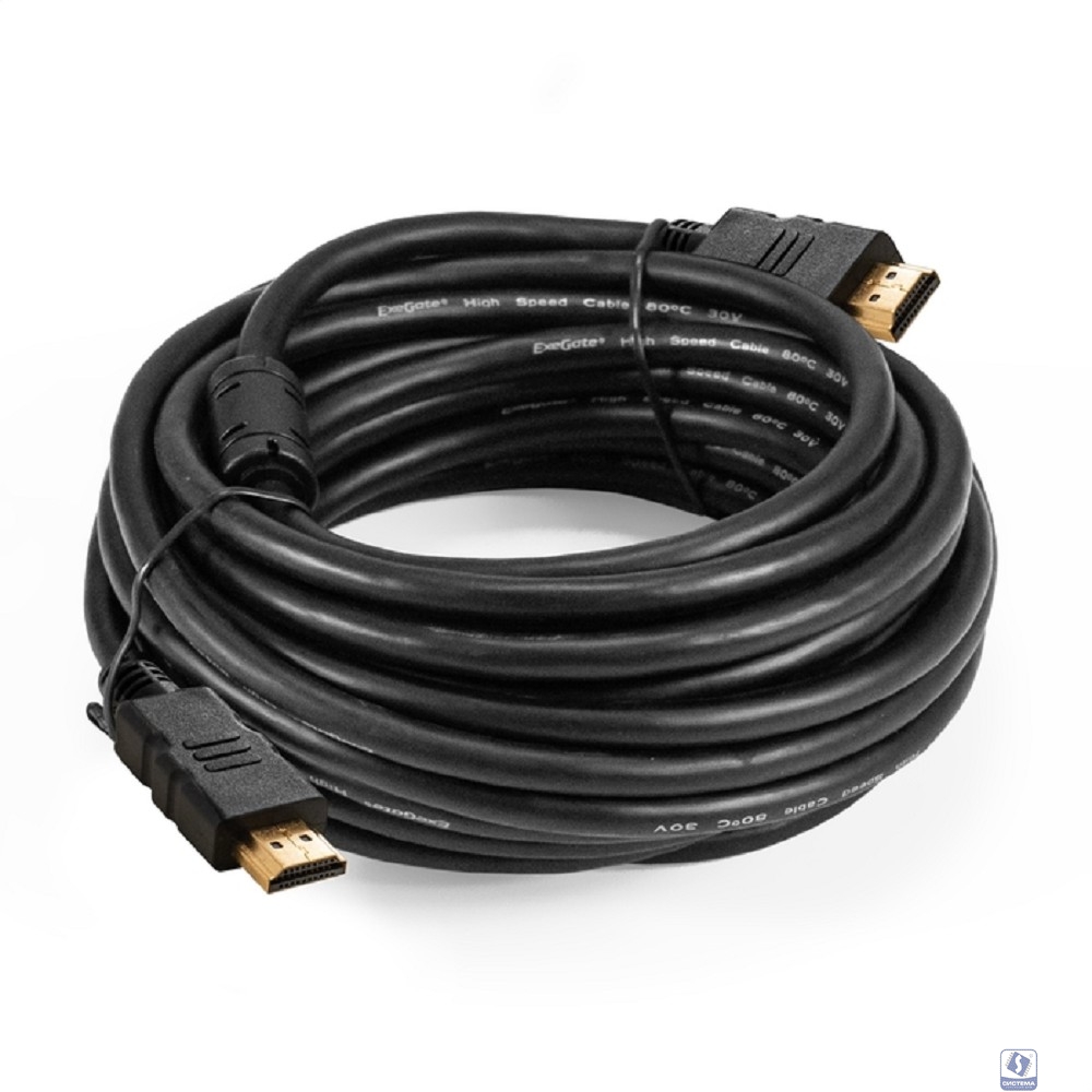 Exegate EX294693RUS Кабель HDMI ExeGate EX-CC-HDMI-10.0F (19M/19M, 10м, v1.4b, ферритовые кольца, позолоченные контакты)
