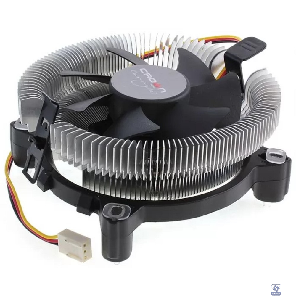 CROWN Кулер для процессора CM-80 v2 (Для Intel + 1700 и AMD, TDP до 65 Ватт, коннектор 3 pin, Низкая посадка радиатора , Гидродинамический  подшипник, Размер: 115*103*42 мм)