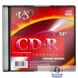 Диски VS CD-R 80min, 52x, Slim Case (620038)
