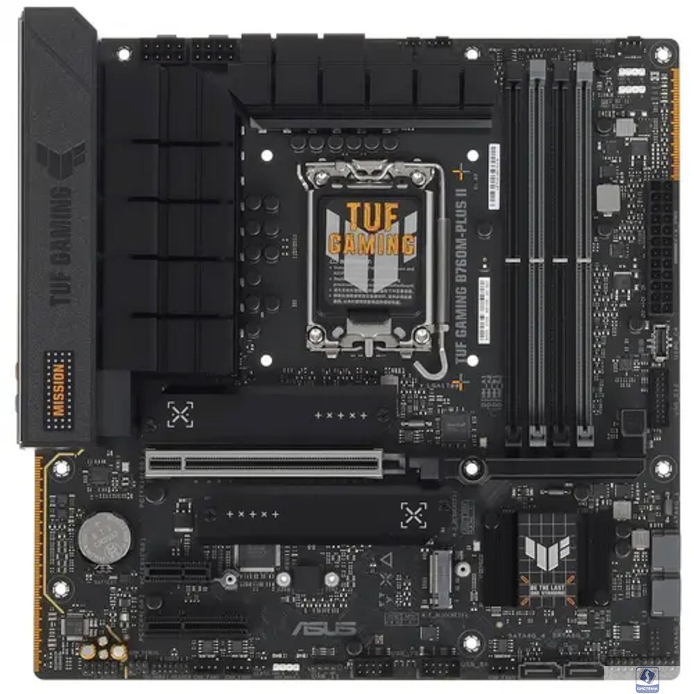 ASUS TUF GAMING B760M-PLUS II (Socket 1700, mATX, 4xDDR5(192GB), DP/HDMI, 1xPCIe 5.0x16/1xPCIe 4.0x4, 1xPCIe 3.0, 1xLAN (2.5GbE), 4xSATA 6Gb/s, 3xM.2, 1xType-C, 3xUSB 3.2, 4xUSB) 