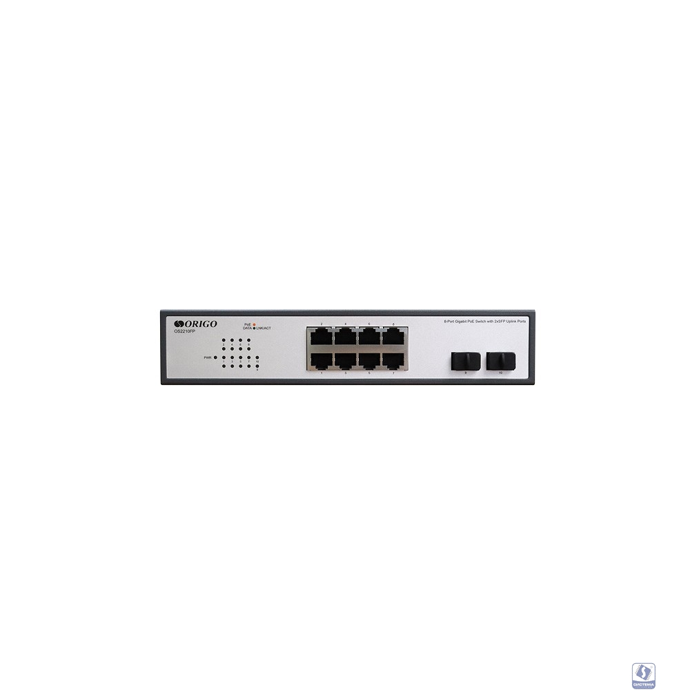 ORIGO OS2210FP/120W/A1A Неуправляемый PoE-коммутатор 8x1000Base-T PoE+, 2x1000Base-X SFP, PoE-бюджет 120 Вт