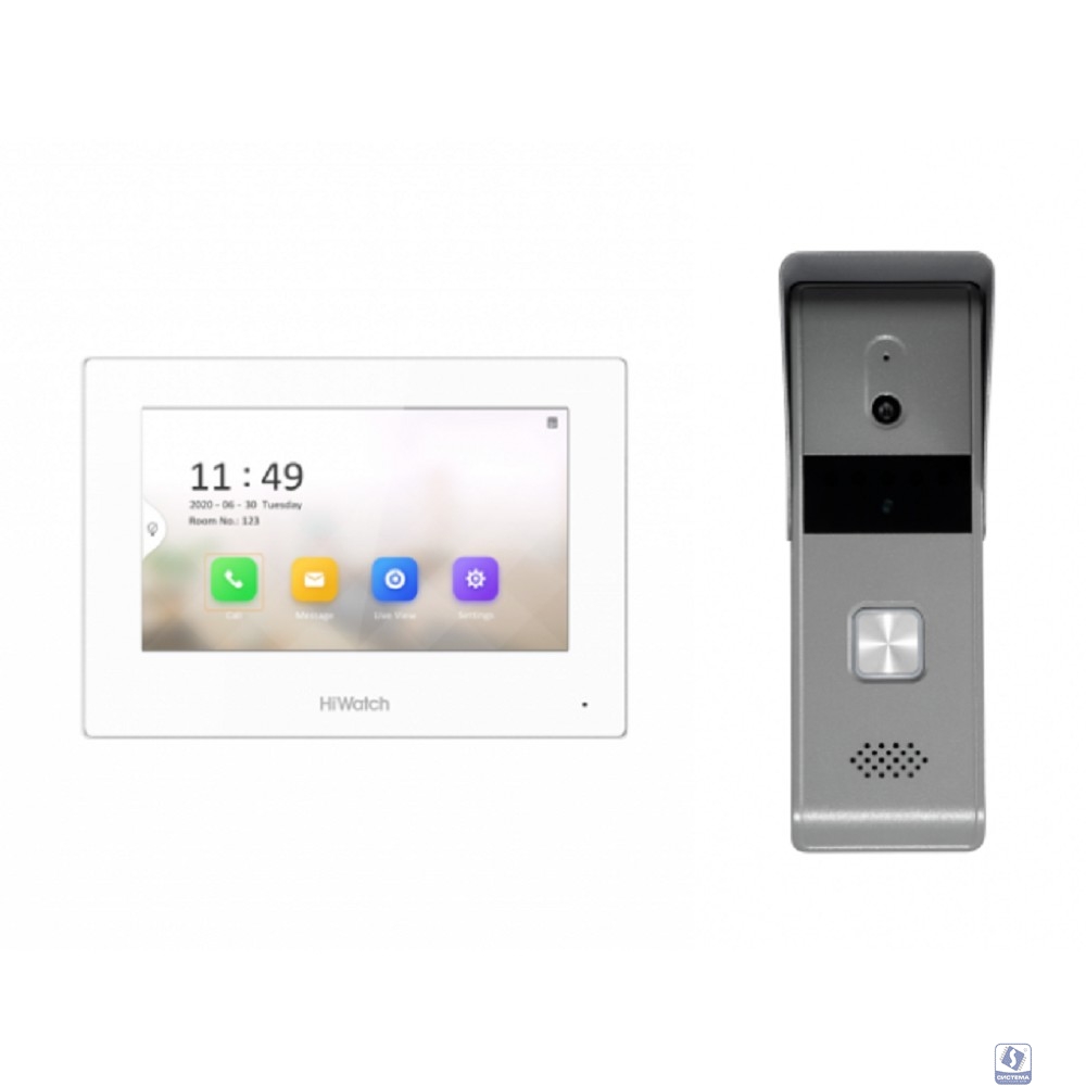 Hikvision DS-D100HKWF Комплект гибридной видеодомофонии, Включаются устройства:, DS-D100P, VDP-H3212W, 1 блок питания 12В, Работа с Hik-Connect