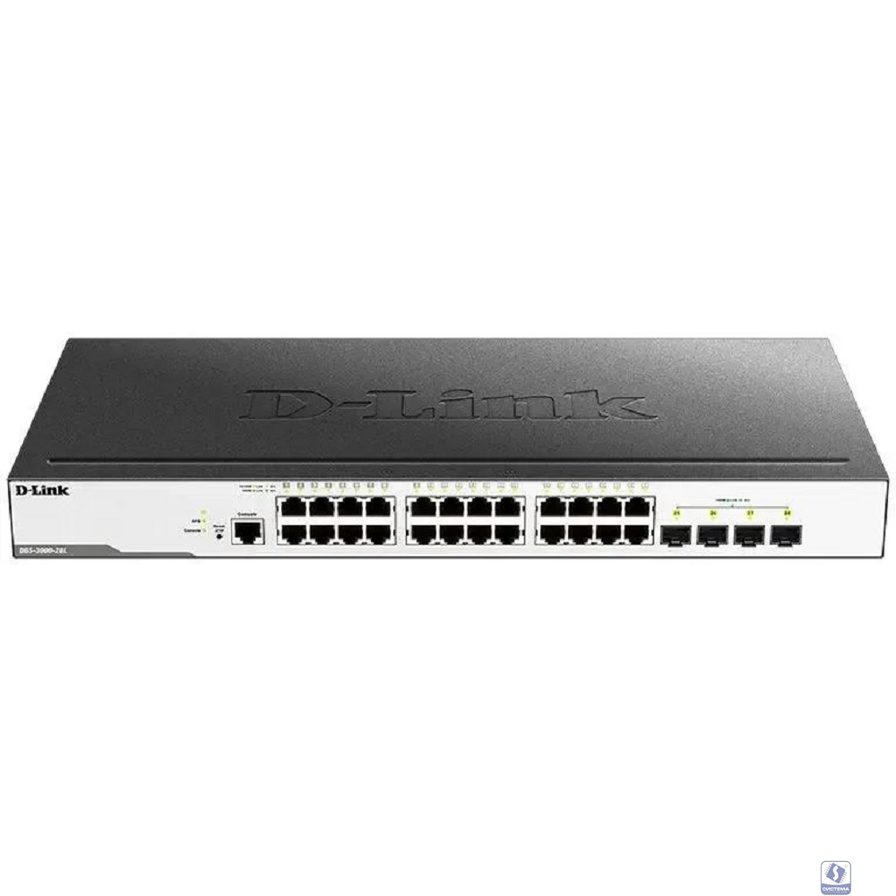 D-Link DGS-3000-28L/B1A Управляемый L2 коммутатор с 24 портами 10/100/1000Base-T и 4 портами 1000Base-X SFP