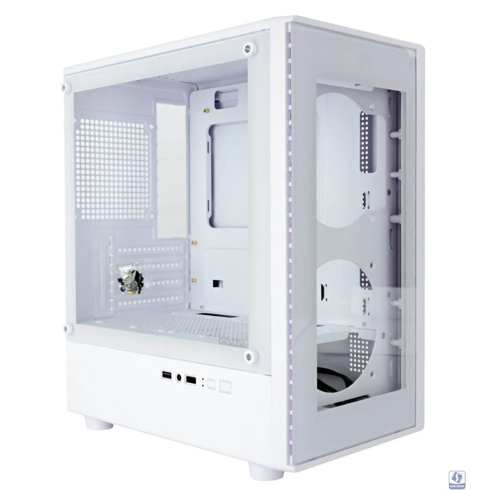 Корпус Ginzzu CL412 mATX передняя панель Стекло белый