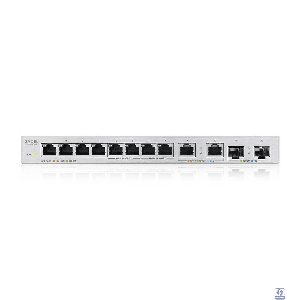 Коммутатор/ Switch Zyxel XGS1010-12, 8xGE, 2x1/2.5GE, 2xSFP+, desktop, silent