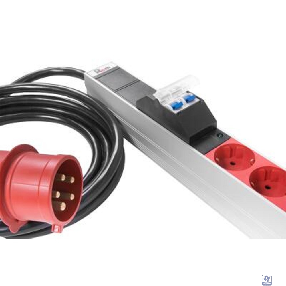 REM Верт блок розеток Rem-3x32, 3 фазы 32A, 6 авт, инд, 24 S, 1820 мм, IEC 309, шнур 3 м R-3x32-24S-A-I-1820-3-3P(N)