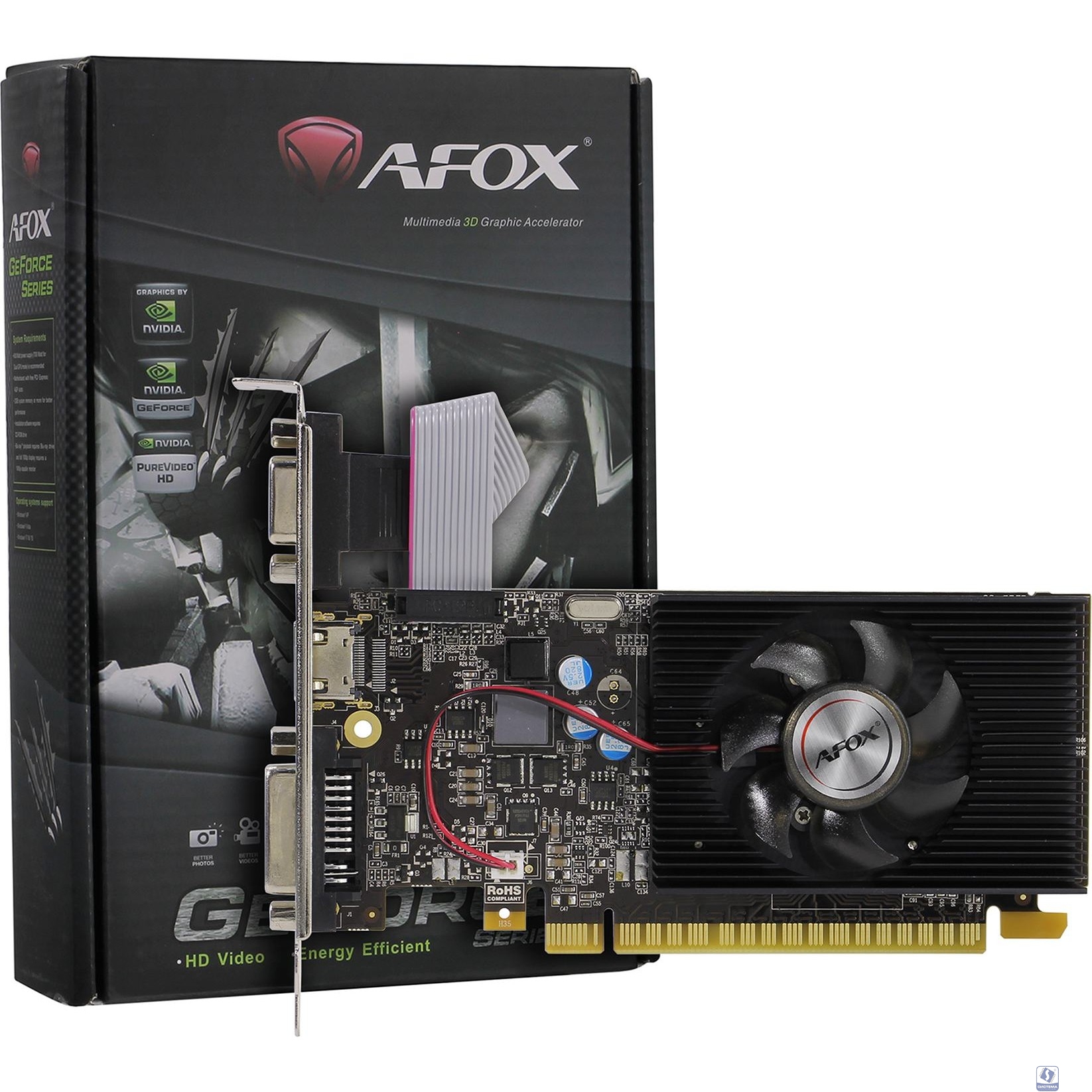 Видеокарта AFOX GT730 4GB GDDR3 128 bit VGA/DVI/HDMI 1FAN LP (AF730-4096D3L5) RTL 