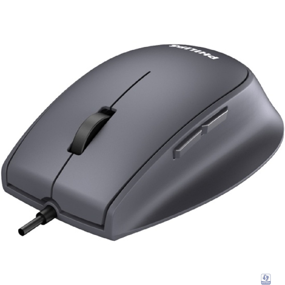 Philips  Проводная Мышь SPK7327, 5 кноп., USB 2.0, 1600dpi, бесшумная, Чёрный