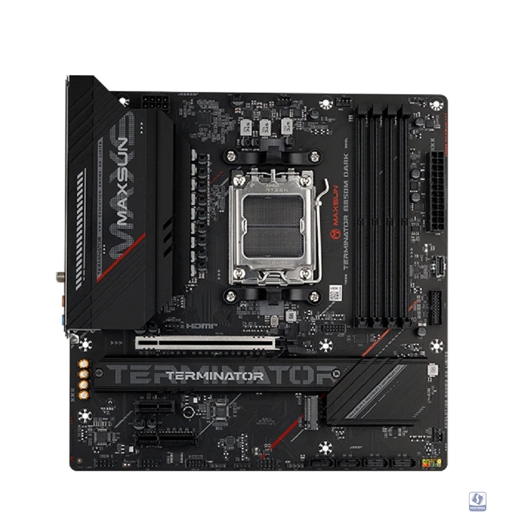 MS-Terminator B850M DARK WIFI (Socket AM5, mATX, 4*DDR5(192Gb), DP/HDMI, 2*SATA3, 3*M.2, 1*PCIEx16/1*PCIEx4, 1* Type-C, 4*USB 2.0, 4*USB 3.2, LAN 1*2.5G, SPDIF, WiFi6E,  RTL)