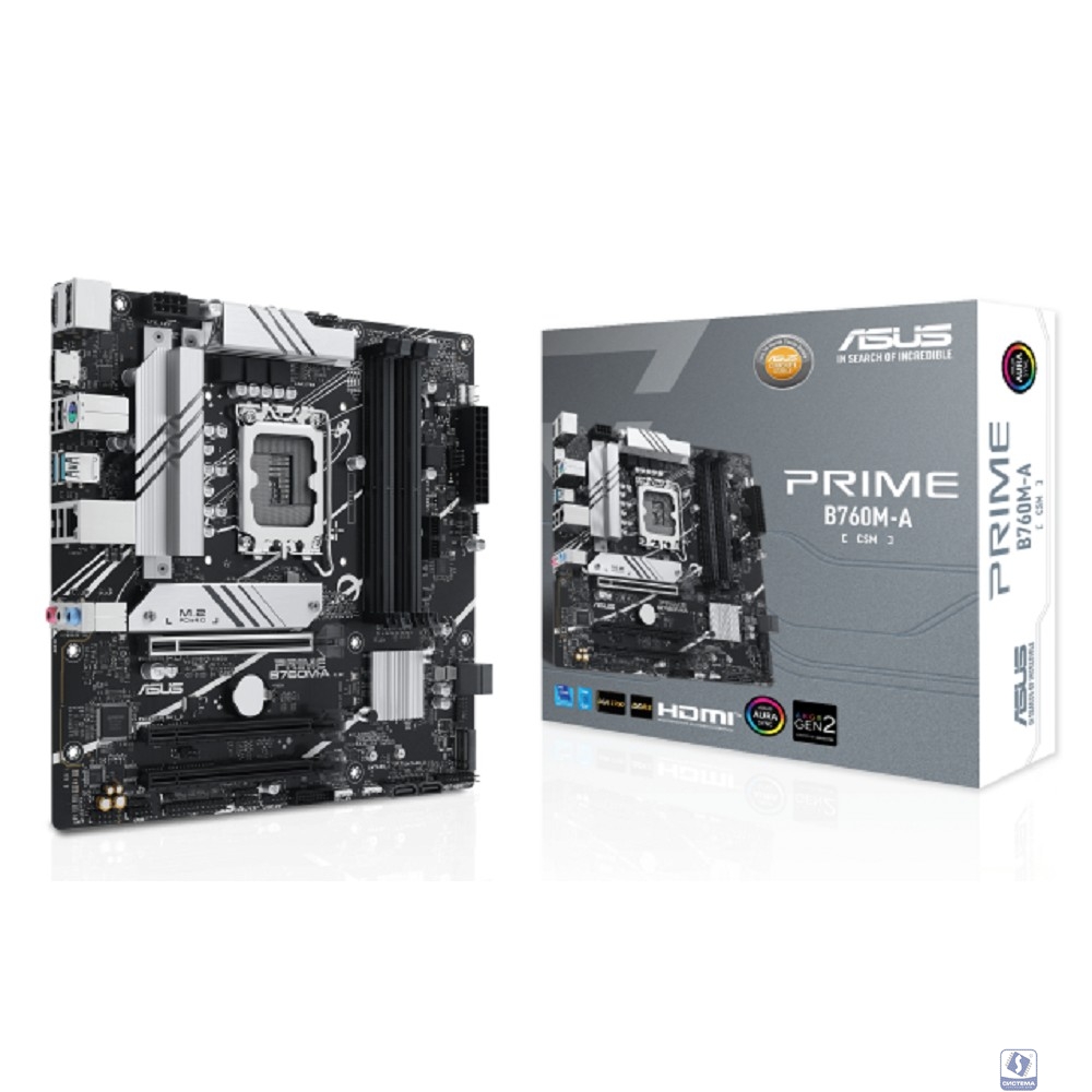 ASUS PRIME B760M-A-CSM (Socket 1700, mATX, 4xDDR5(128GB), 2xDP/HDMI, 3xPCIe 4.0x16, 4xSATA 6Gb/s,  2*M2,  2,5xLAN,  2xUSB 3.1, 4xUSB 2.0, 1xPS/2)
