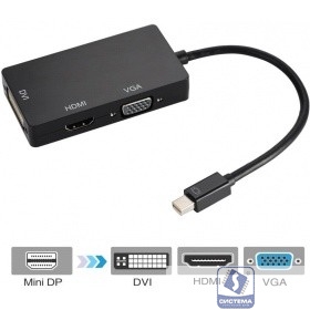 ORIENT Кабель-адаптер C310, Mini DisplayPort M -> HDMI/ DVI-I/ VGA, длина 0.2 метра, черный (30408)