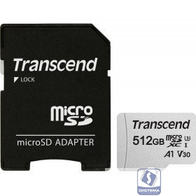 Micro SecureDigital 512Gb Transcend  Class10 TS512GUSD300S-A + adapter