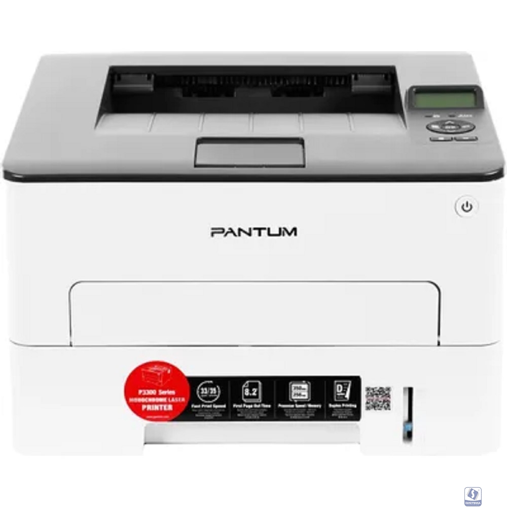 Pantum P3302DN, Принтер, Mono Laser, дуплекс, А4, 33 стр/мин, 1200 dpi, 256Мб RAM, PCL/PS, лоток 250 листов, USB/LAN, нагр. макс 60000 стр/мес, рек. 3000 стр/мес, серый корпус 