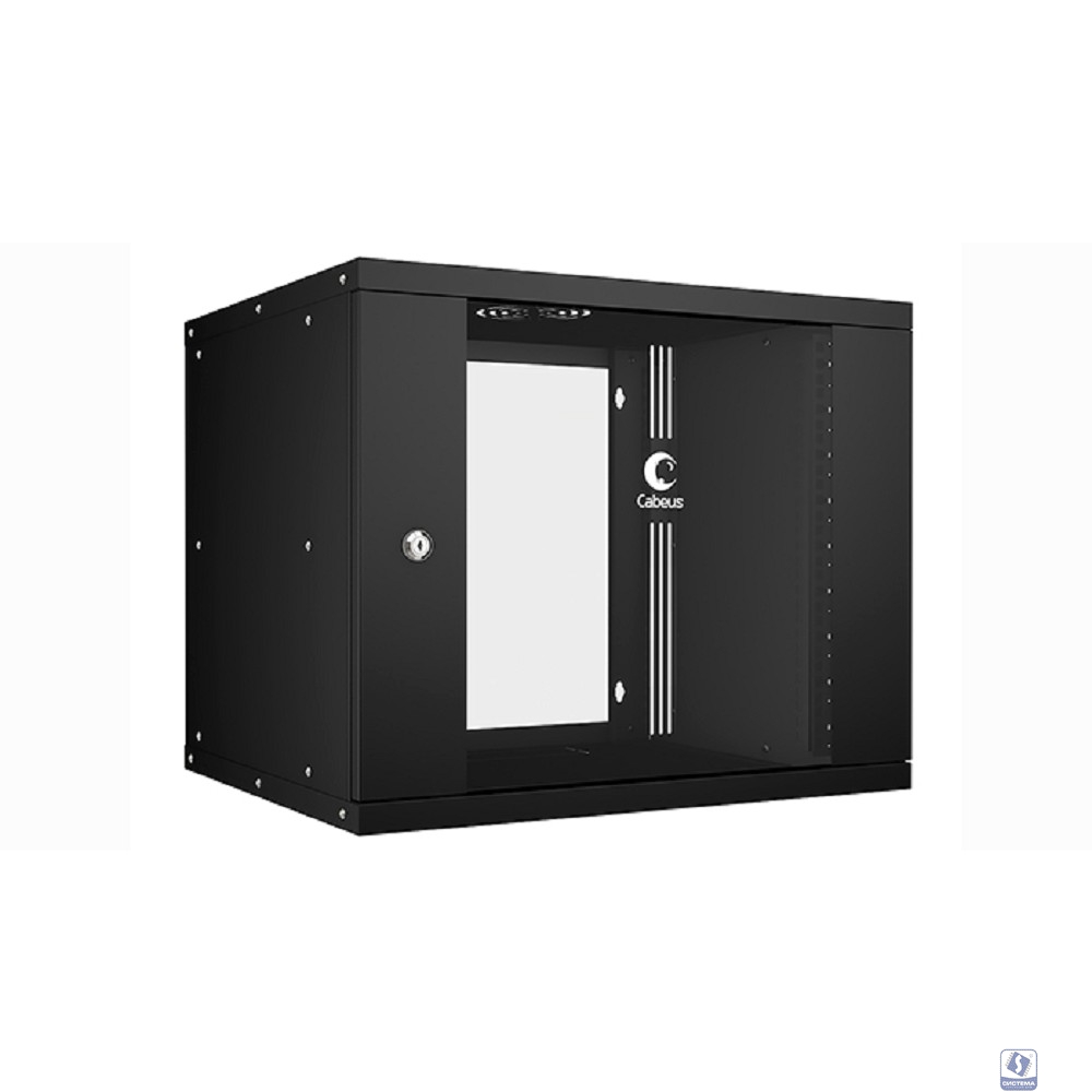 Cabeus WSC-05D-9U55/45-BK Шкаф телекоммуникационный настенный 19" 9U, серия LIGHT разборный, дверь стекло, цвет черный