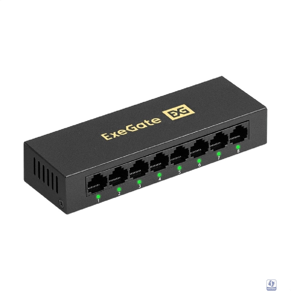 Exegate EX298690RUS Коммутатор неуправляемый ExeGate EDES-1008D (8-портовый UTP 10/100Mbps, металлический корпус, с функцией энергосбережения (EEE), настольный/настенный)