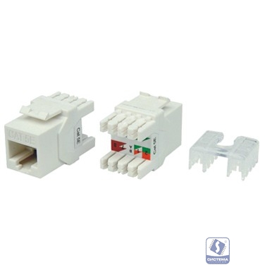 Hyperline KJ8-8P8C-C5e-180-WH Вставка Keystone Jack RJ-45(8P8C), категория 5e, тип 180 градусов, белая