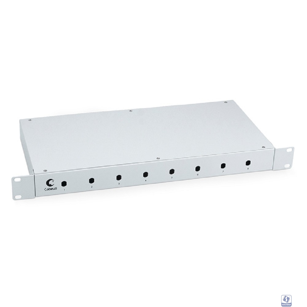 Cabeus FO-19-8ST Кросс бокс оптический 19" на 8 ST(FC) со сплайс пластиной и КДЗС (без пигтейлов и проходных адаптеров)