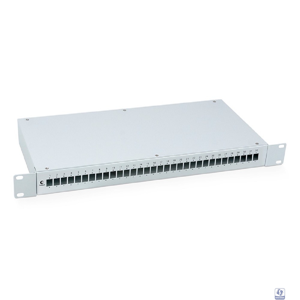 Cabeus FO-19-32SC Кросс бокс оптический 19" на 32 SC (LC duplex) со сплайс-кассетой и КДЗС (без пигтейлов и проходных адаптеров)