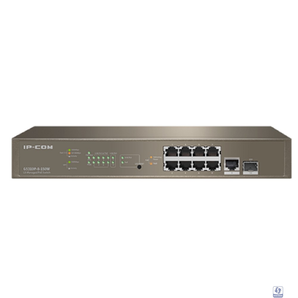 IP-COM G5310P-8-150W L3 Коммутатор PoE управляемый 8-Ports 10/100/1000 Base-T + 1-Port 1000 Base-X SFP  / 8-Ports PoE (PoE бюджет 130W)
