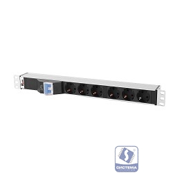 REM Блок розеток Rem-32 с авт., 6 Schuko, 32А, алюм., 19", колодка (R-32-6S-A-440-K)