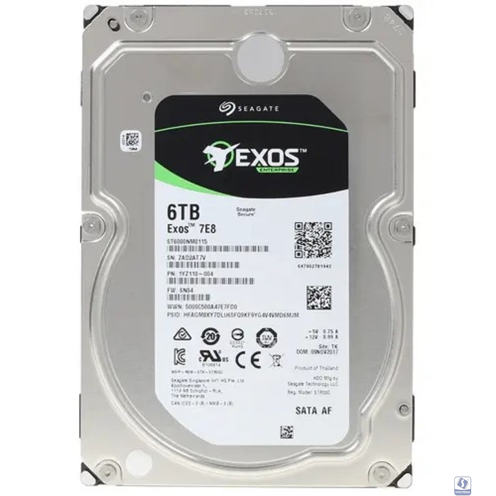 6TB Seagate Seagate 7200 Exos 7E8 (ST6000NM0115)  RECERTIFIED HDD