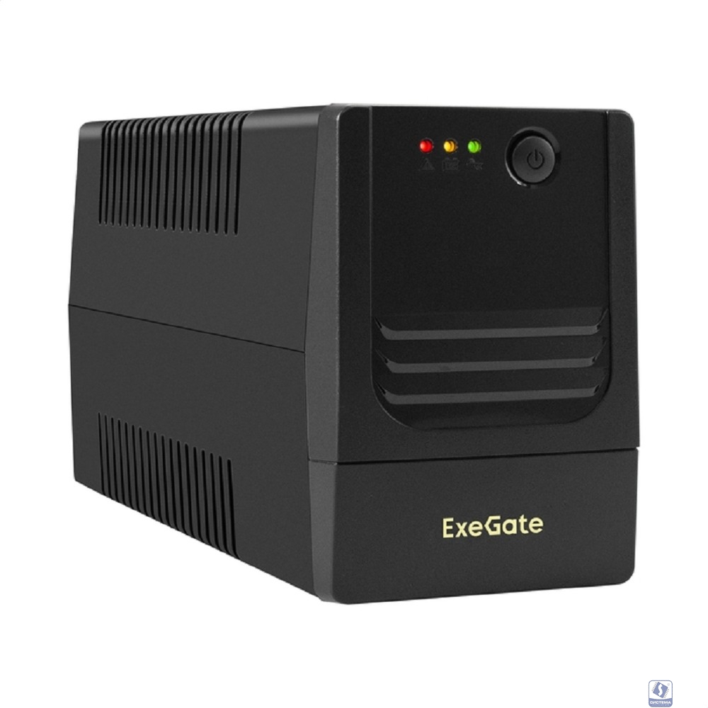 Exegate EX299753RUS ИБП ExeGate Power NB-600.LED.AVR.2SH (600VA/360W, LED, AVR, 2*EU/Тип F(Schuko), батарея 12V 7.2Ah, Black)