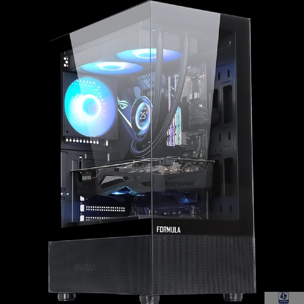 Formula Crystal Z1+ Black (ATX, стекло, Type-C, USB3.0 x1, USB2.0 x2, 3x 120mm FRGB fans)