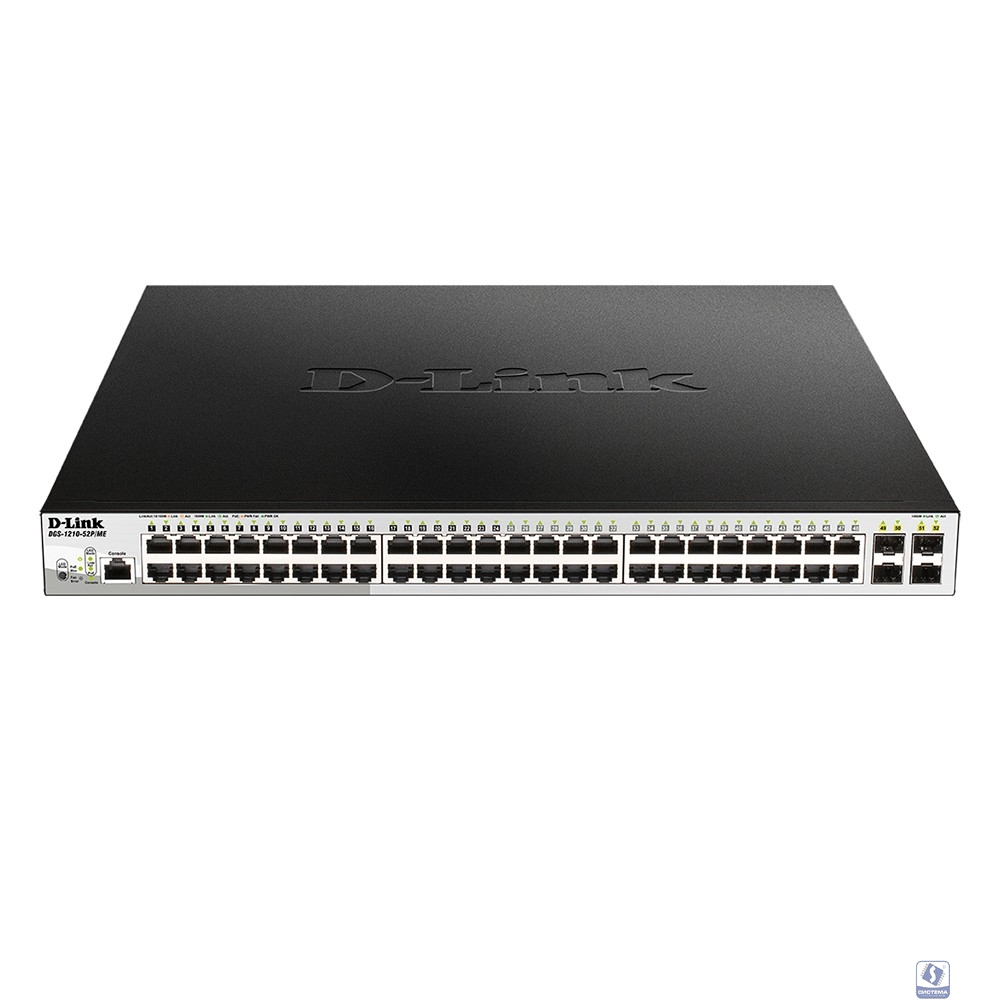 D-Link DGS-1210-52P/ME/B1A PROJ Управляемый L2 коммутатор с 48 портами 10/100/1000Base-T и 4 портами 1000Base-X SFP (порты 1-8 PoE 802.3af/at, порты 9-24 PoE 802.3af, PoE-бюджет 193 Вт)