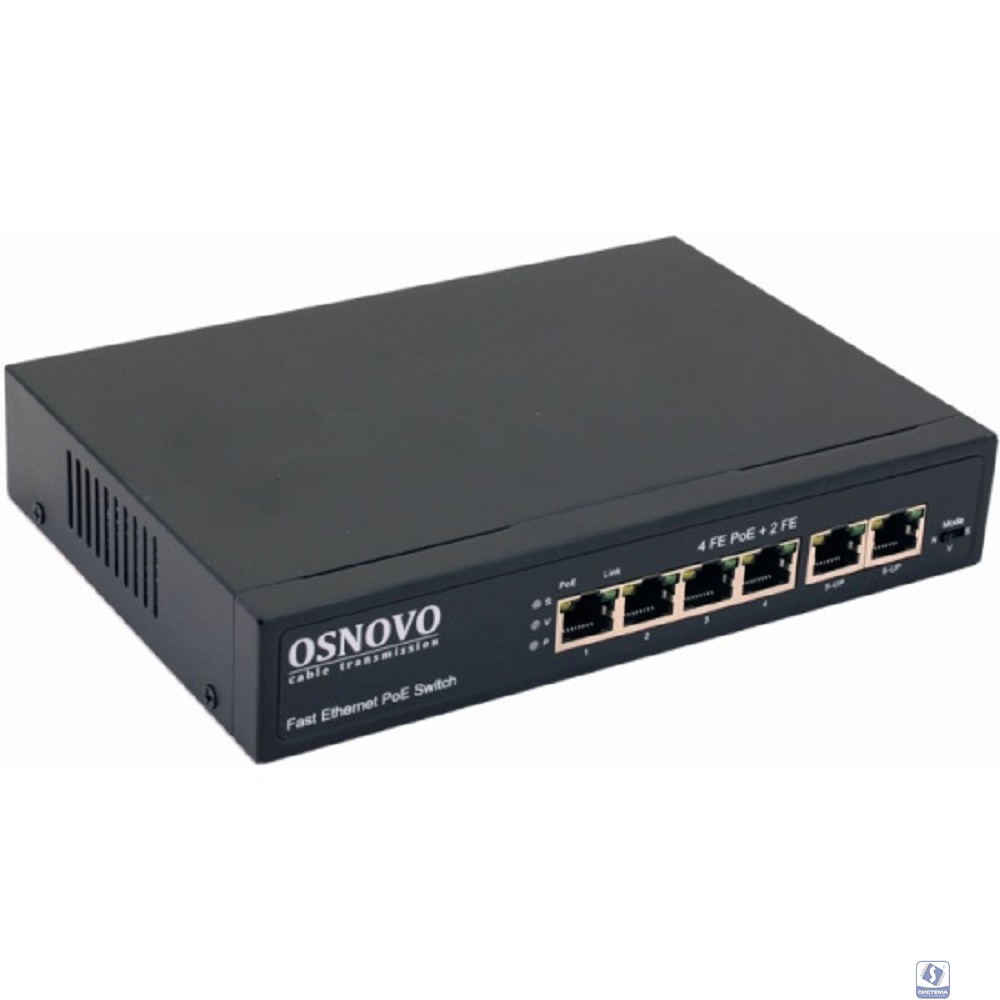 SW-20600(80W) PoE коммутатор Fast Ethernet на 6 RJ45 портов.